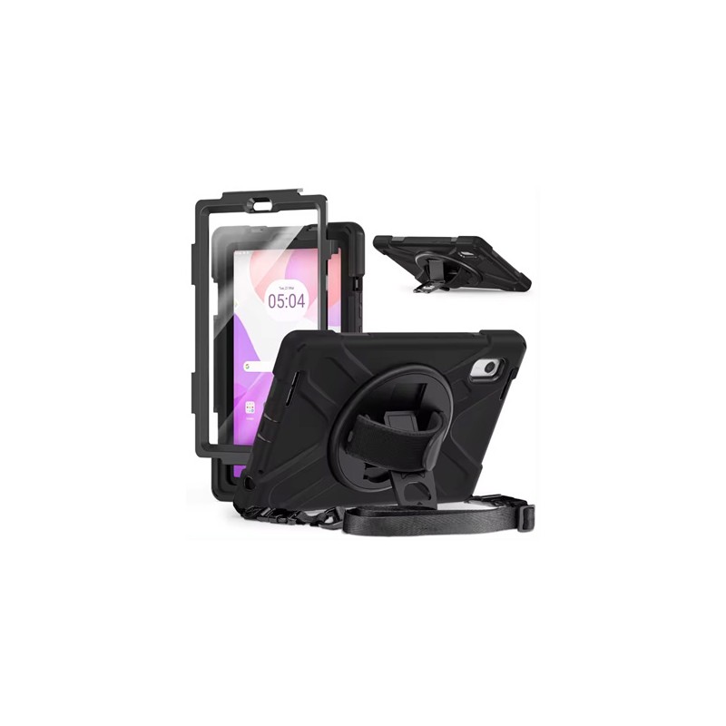 Funda De Uso Rudo Con Correa Y Giro 360° Brobotix Para Lenovo M9 2023 Negro 6007310