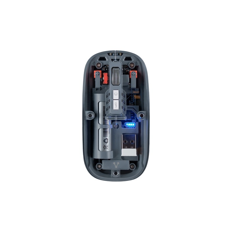 Mouse Inalámbrico Vorago Mo-415 Óptico 1600Dpi 5X Botones Silencioso Recargable 2.4Ghz Transparente