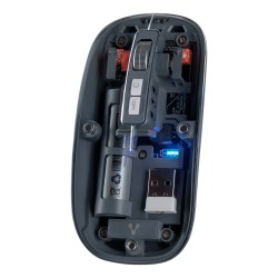 Mouse Inalámbrico Vorago Mo-415 Óptico 1600Dpi 5X Botones Silencioso Recargable 2.4Ghz Transparente