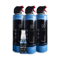 Kit 3 Piezas Aire Comprimido Vorago Cln-300 660Ml + Limpiador Pantalla