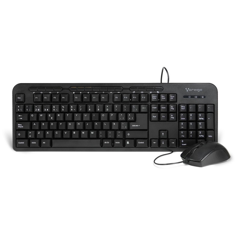 Kit Teclado Y Mouse Vorago Alambrico Multimedia Usb Negro (Km-107)