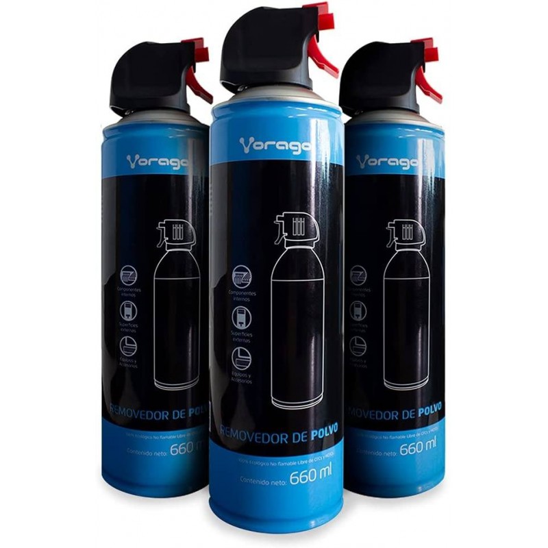 Paquete 3 Pz Aire Comprimido Removedor De Polvo Cln-300 Vorago 660Ml