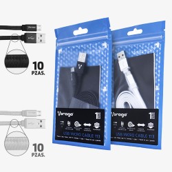 Kit 20 Cables Micro Usb Vorago Cab-113 (10 Negros Y 10 Blancos)