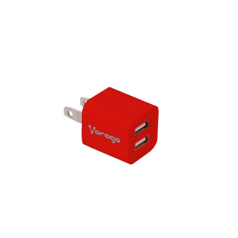 Cargador De Pared Vorago Au-106 Rojo Con 2 Puertos Usb Blister