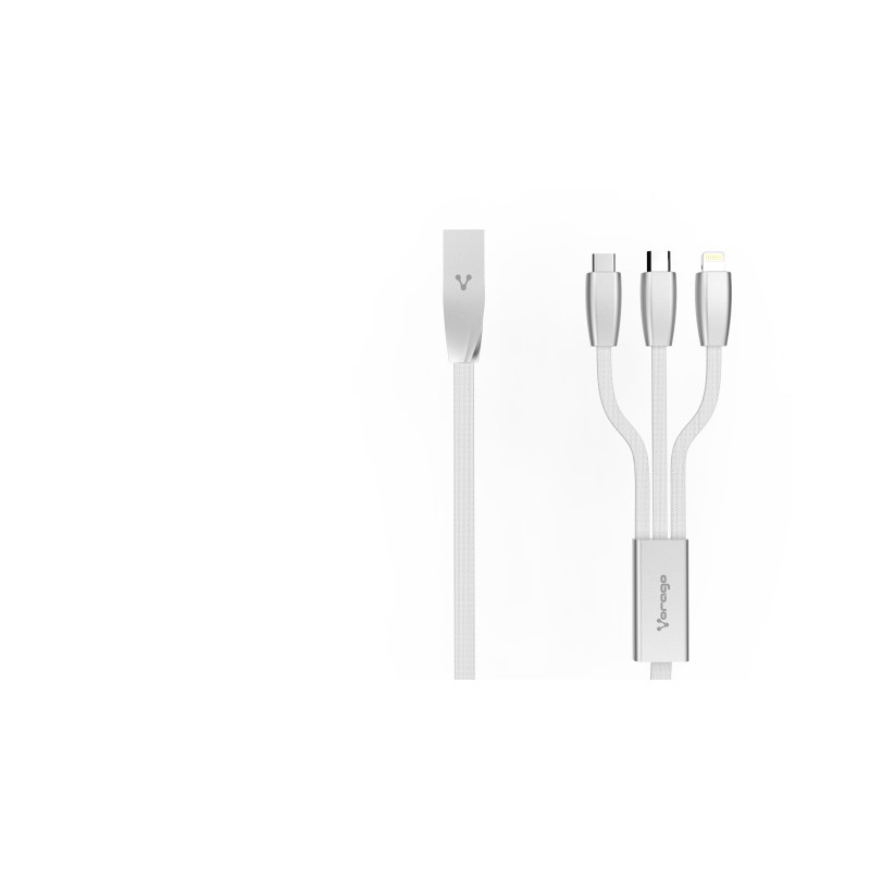 Cable Vorago Cab-300 Micro Usb/ Lightning/ Tipo C Metalico Plata
