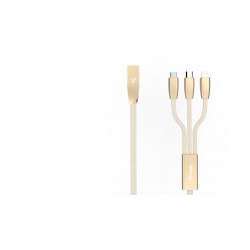 Cable Vorago Cab-300 Micro Usb/ Lightning/ Tipo C Metalico Dorado