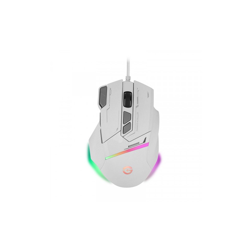 Mouse Gamer Getttech 8 Botones 7200Dpi Alámbrica Usb Blanco Gpm-Rgbwr-G1-Wh