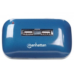 Hub Manhattan Usb V2.0 7 Ptos Azul Con Fuente 161039