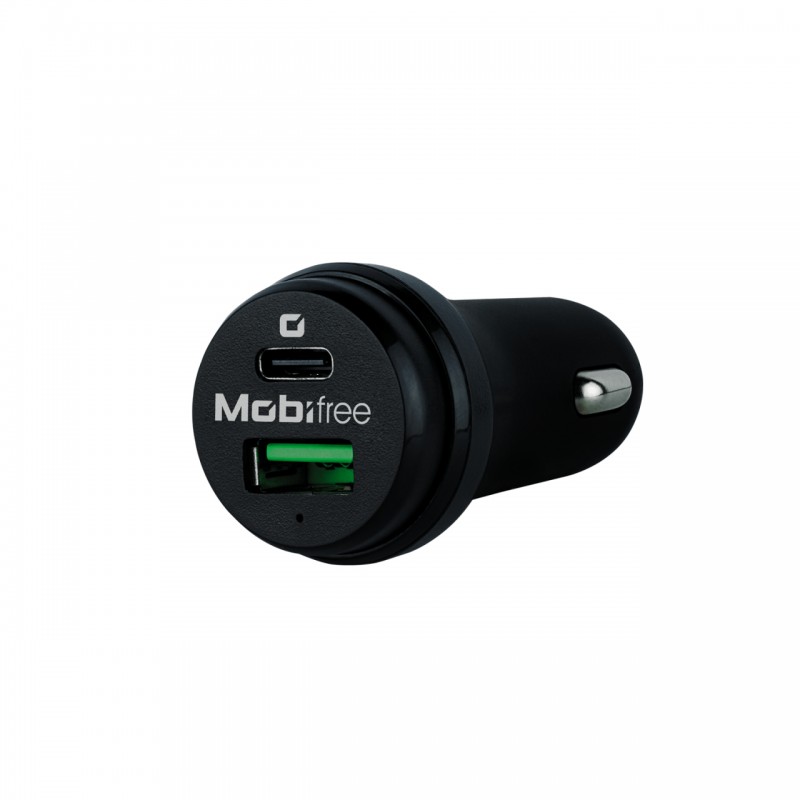 Cargador De Auto Mobifree Usb A Y Usb Tipo C Negro Mb-923330
